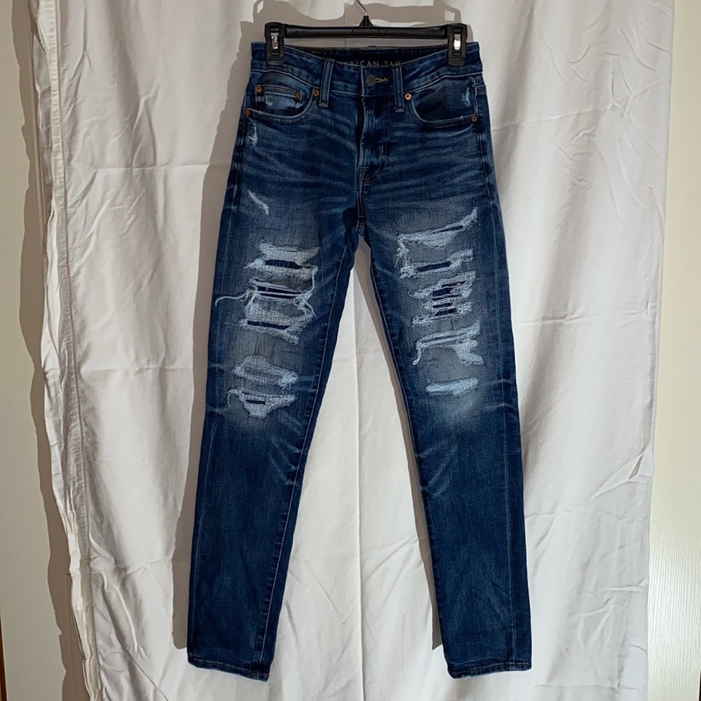 American Eagle Ne(X)t Level Airflex Men’s Distressed Overlay Skinny Jeans 28x32